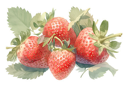 静谧水彩草莓图片