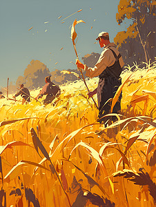农民收割玉米图片