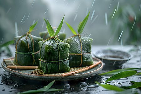 雨天的粽子图片