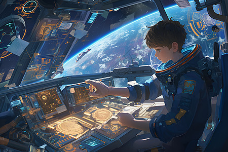 太空船里的男孩图片