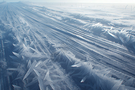 公路上冰天雪地图片