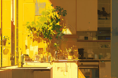 阳光里的厨房图片
