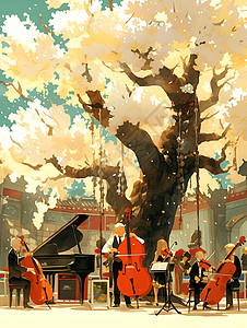 街头的大提琴表演图片
