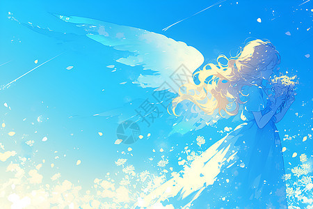 梦幻的天使插画图片