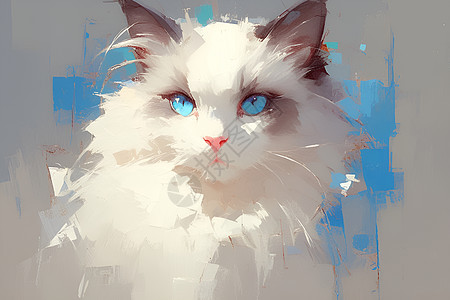 一只蓝眼白猫图片