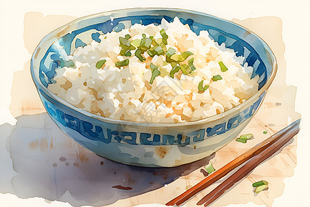 瓷碗中的白米饭图片