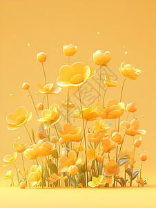 黄色背景前的黄花图片