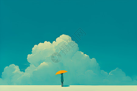 彩色伞在蓝天白云下图片