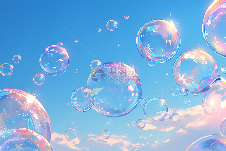 泡泡漂浮在空中图片