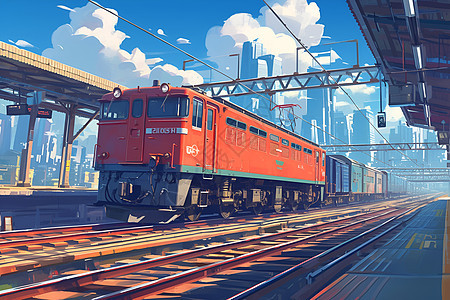 城市中行驶的火车图片