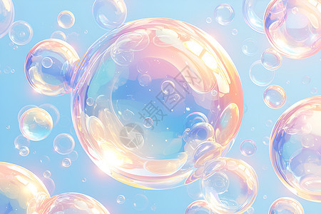 飘动的七彩气泡背景图片