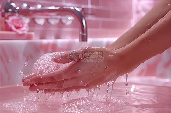 洗手的人图片