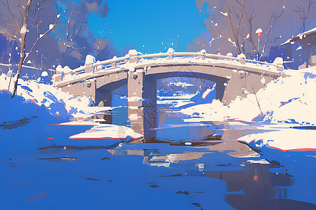 冰雪覆盖的桥梁图片