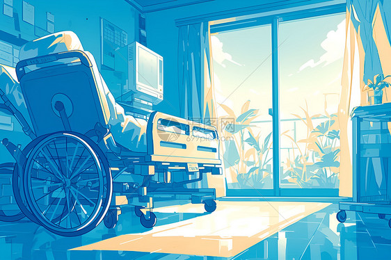 病房里的轮椅图片