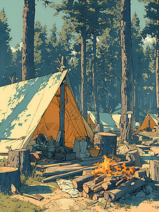 伐木工人的营地帐篷图片