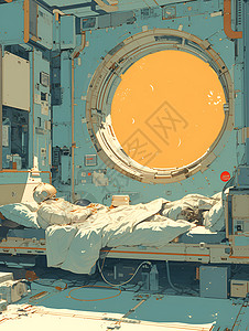 太空站中的木质床图片