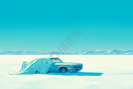 雪地里的轿车图片