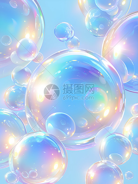 泡泡中的色彩幻境图片