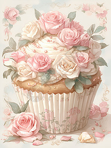 玫瑰蛋糕的插图图片