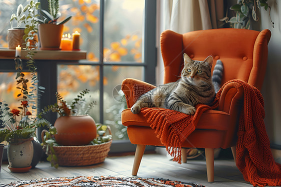 椅子上的小猫图片