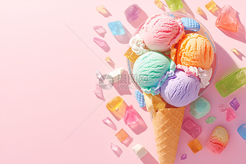 冰淇淋和糖果图片