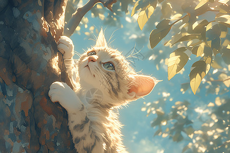 树上的可爱猫咪图片