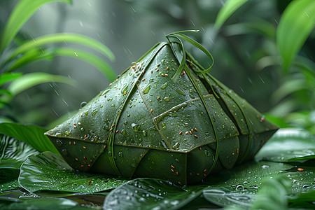 雨中的美味粽子图片