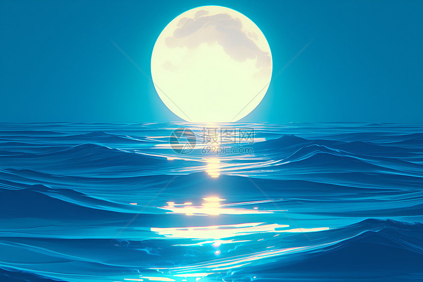 月光倒映在波光粼粼的河面上图片