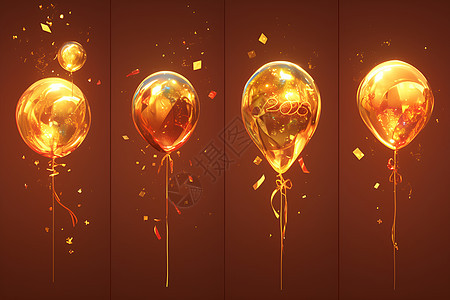 闪耀的金色气球背景图片