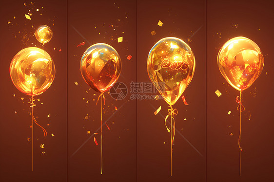 闪耀的金色气球图片