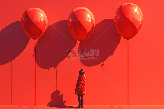 气球下的女孩图片
