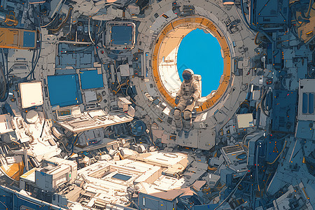 窗户前的宇航员图片