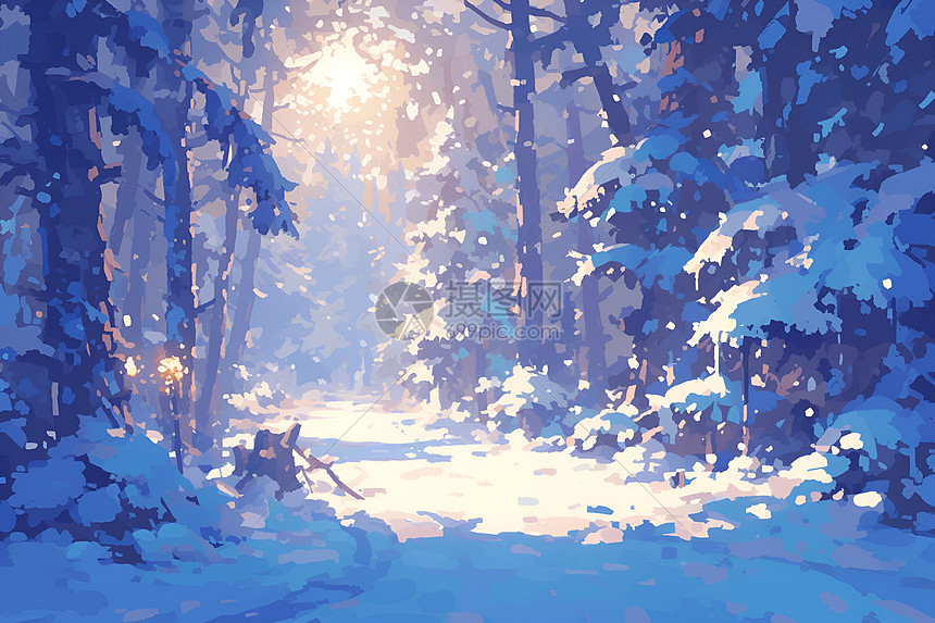 冬日森林雪景图片