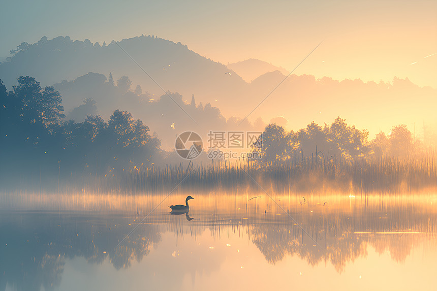 梦幻的湖泊风景图片