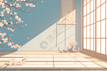 日式家具中的桃花图片