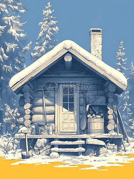 绘画的小屋建筑物图片