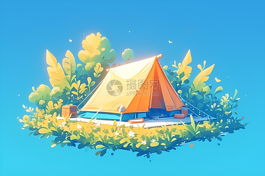 户外的帐篷插画图片