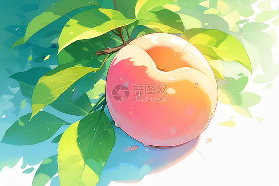绘画的桃子水果图片