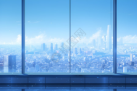 窗前的城市景观图片