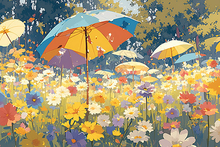 彩色田野的伞图片