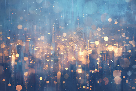 夜雨濛濛城市之光图片