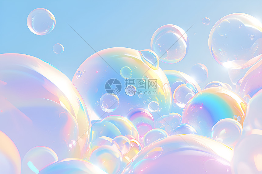 绚丽的彩虹泡泡图片