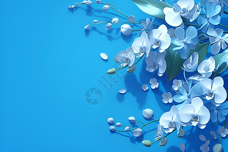 蓝色清新蓝色背景上的花瓣插画