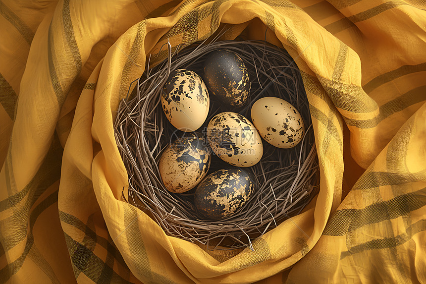 织物袋中的鸟蛋图片