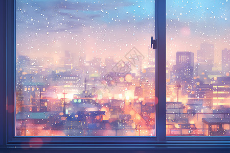 冬日雪夜城市风景图片
