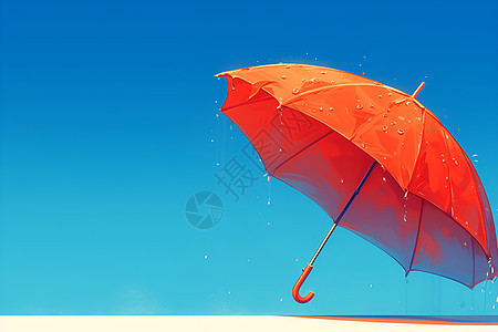 雨中撑开的红伞图片