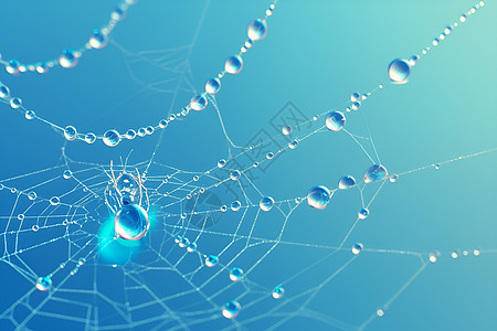 蜘蛛网上的雨滴美景图片