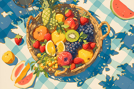 夏日水果野餐图片