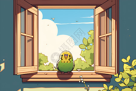 在窗台上的鸟图片