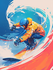 雪地飞驰的单板滑雪者图片